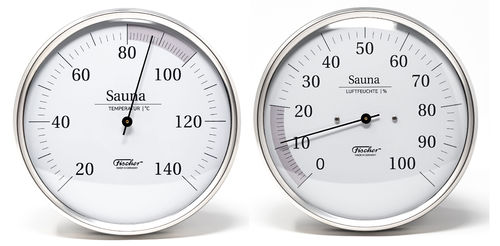 Sauna Thermometer + Hygrometer, 130 mm, Set: 197-01 + 191-01