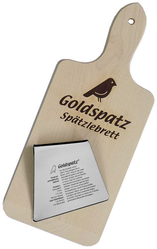 Goldspatz Spätzlebrett + Edelstahl-Schaber mit Rezept eingraviert