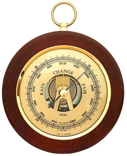 Barometer Messing/Mahagoni 140 mm - 1366R-22 (Englisch)