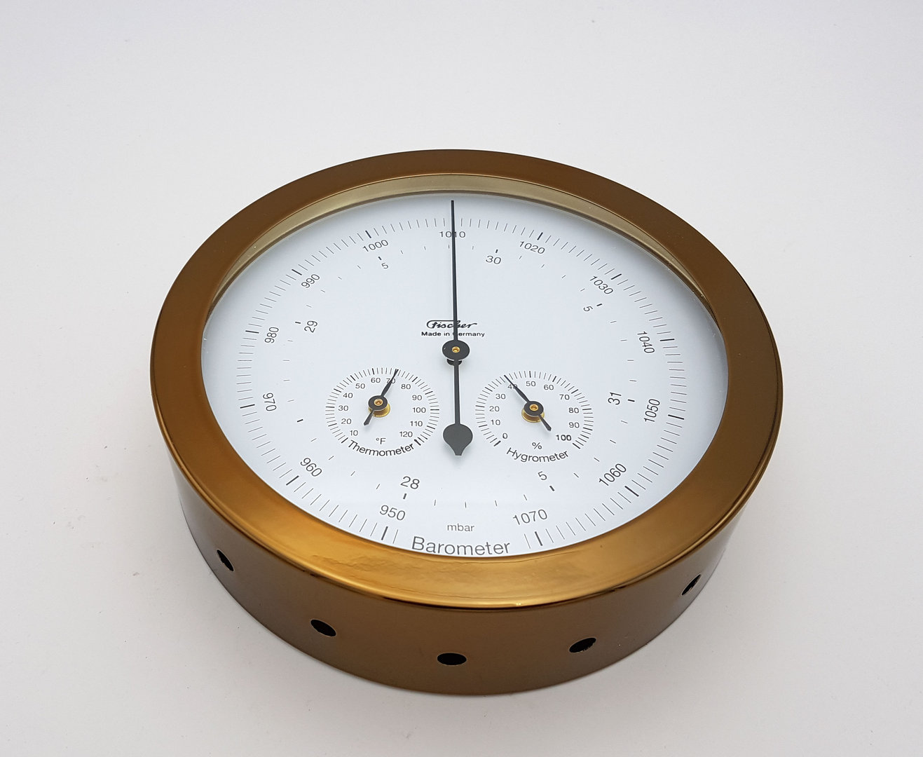 1602-01 Fischer Barometer mit Thermometer & Hygrometer 160 mm Deutsch / °C 