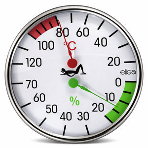 Eliga Sauna Hygro-Thermometer 128 mm - Restposten
