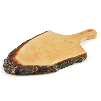 Griffrindenbrett aus lackiertem Erlenholz – mit echter Natur-Rinde und Griff – ca. 36 - 41 cm