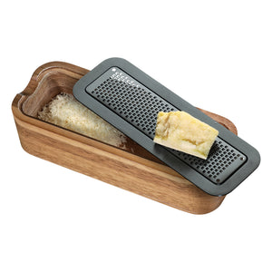 Râpe à fromage Zassenhaus en bois d'acacia avec réservoir de récupération